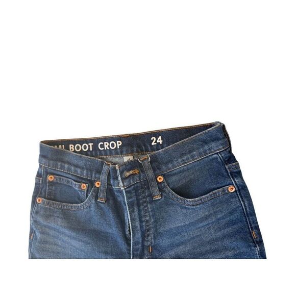 J.Crew Demi Boot Crop Jeans Frayed Cuff Med Rinse Sz 24 EUC Preppy Denim Goals - Picture 7 of 9